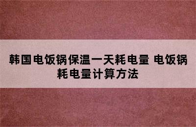 韩国电饭锅保温一天耗电量 电饭锅耗电量计算方法